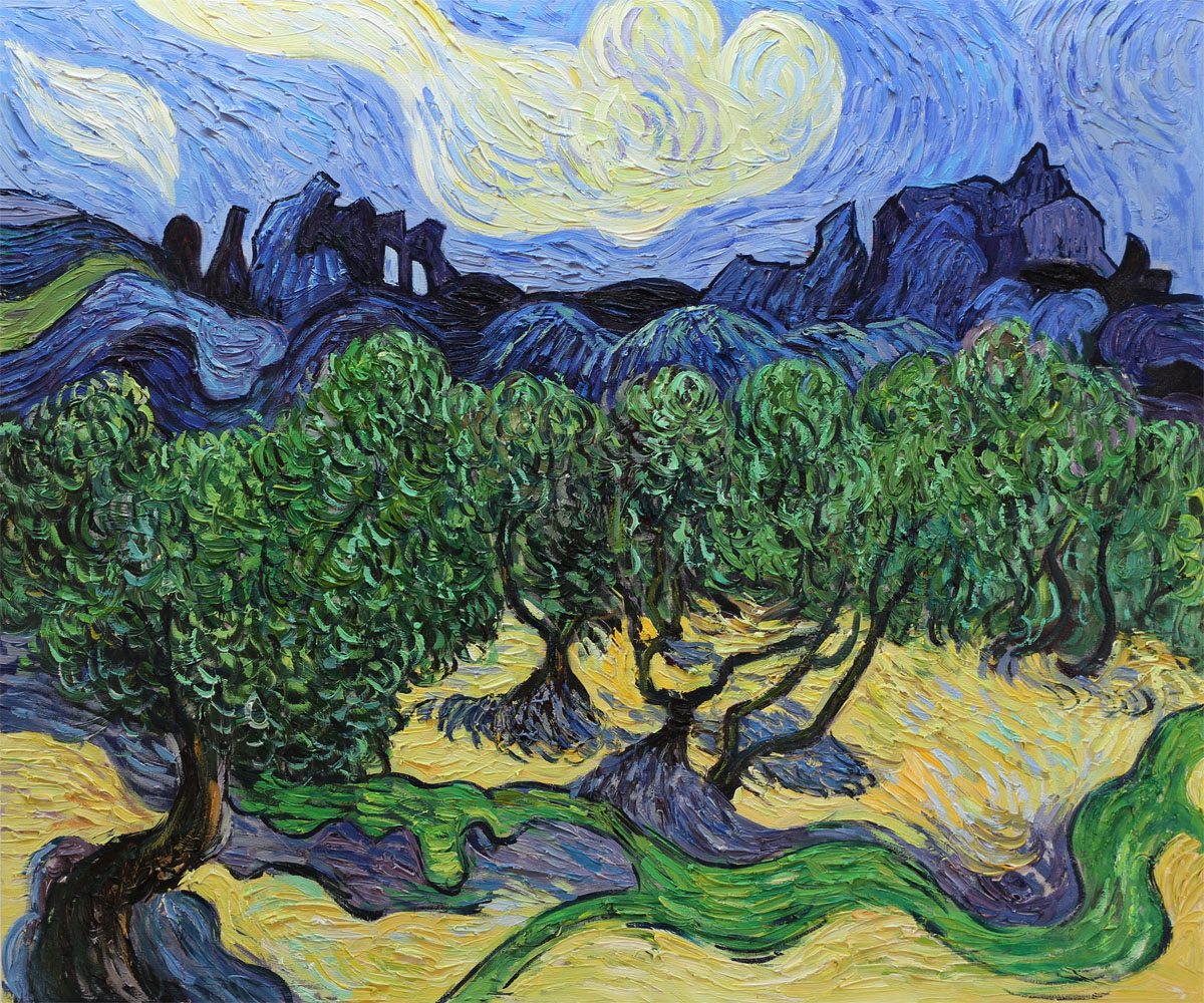 Olive Trees With The Alpilles In The Background - Van Gogh Painting On Canvas
